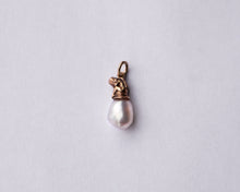 Load image into Gallery viewer, Mini Cherub on a Pearl in 10K Yellow Gold
